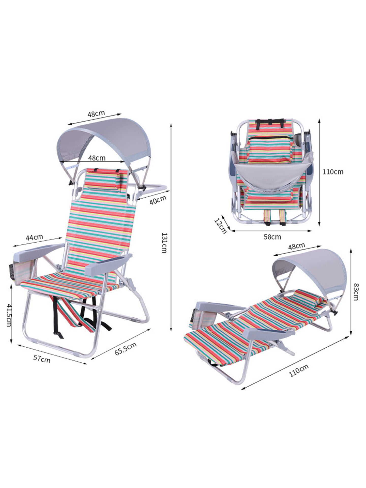 Portable Folding Camping Chair with Sun Shade
