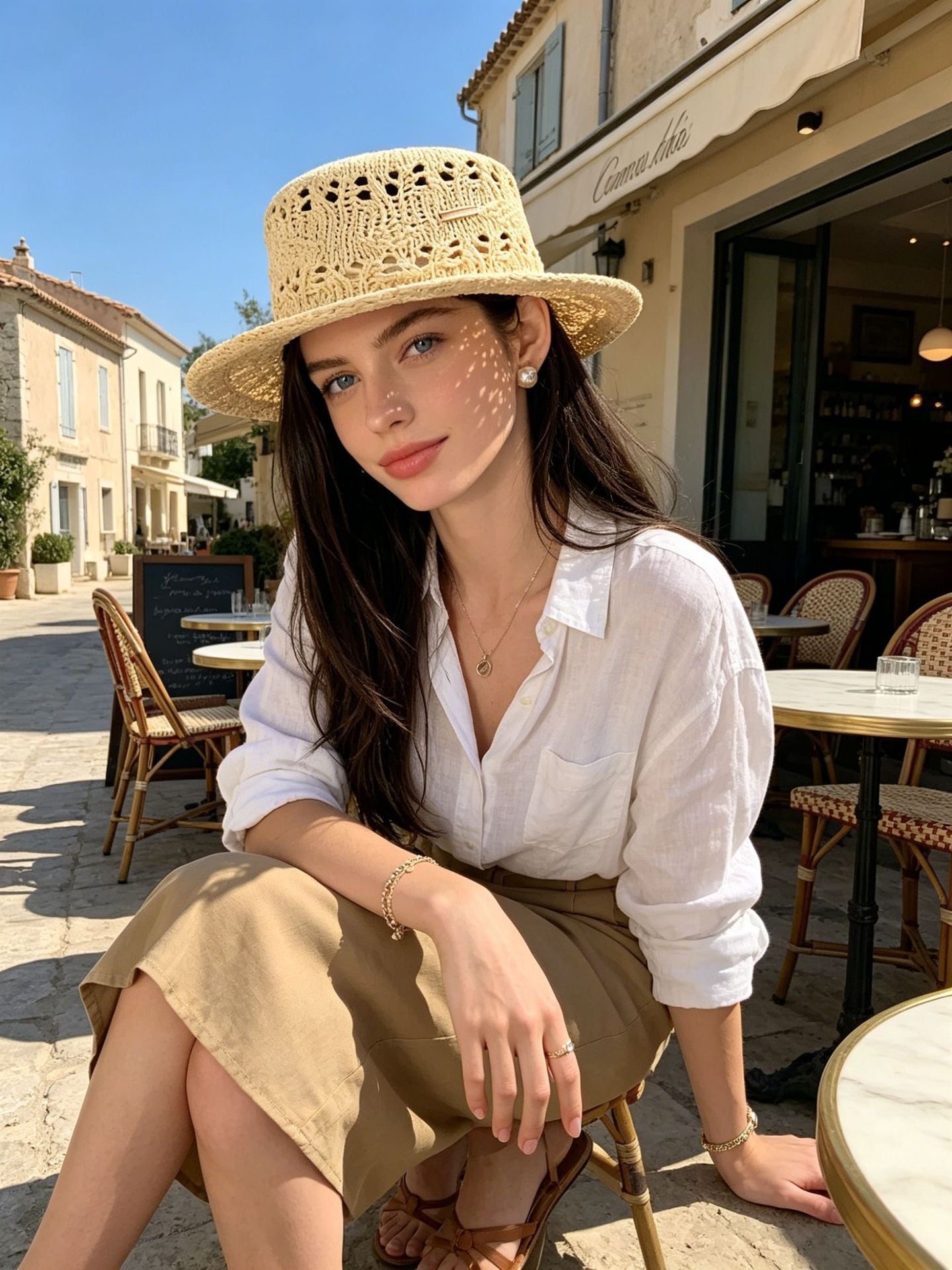 Women's Crochet Hollow Out Boater Hat