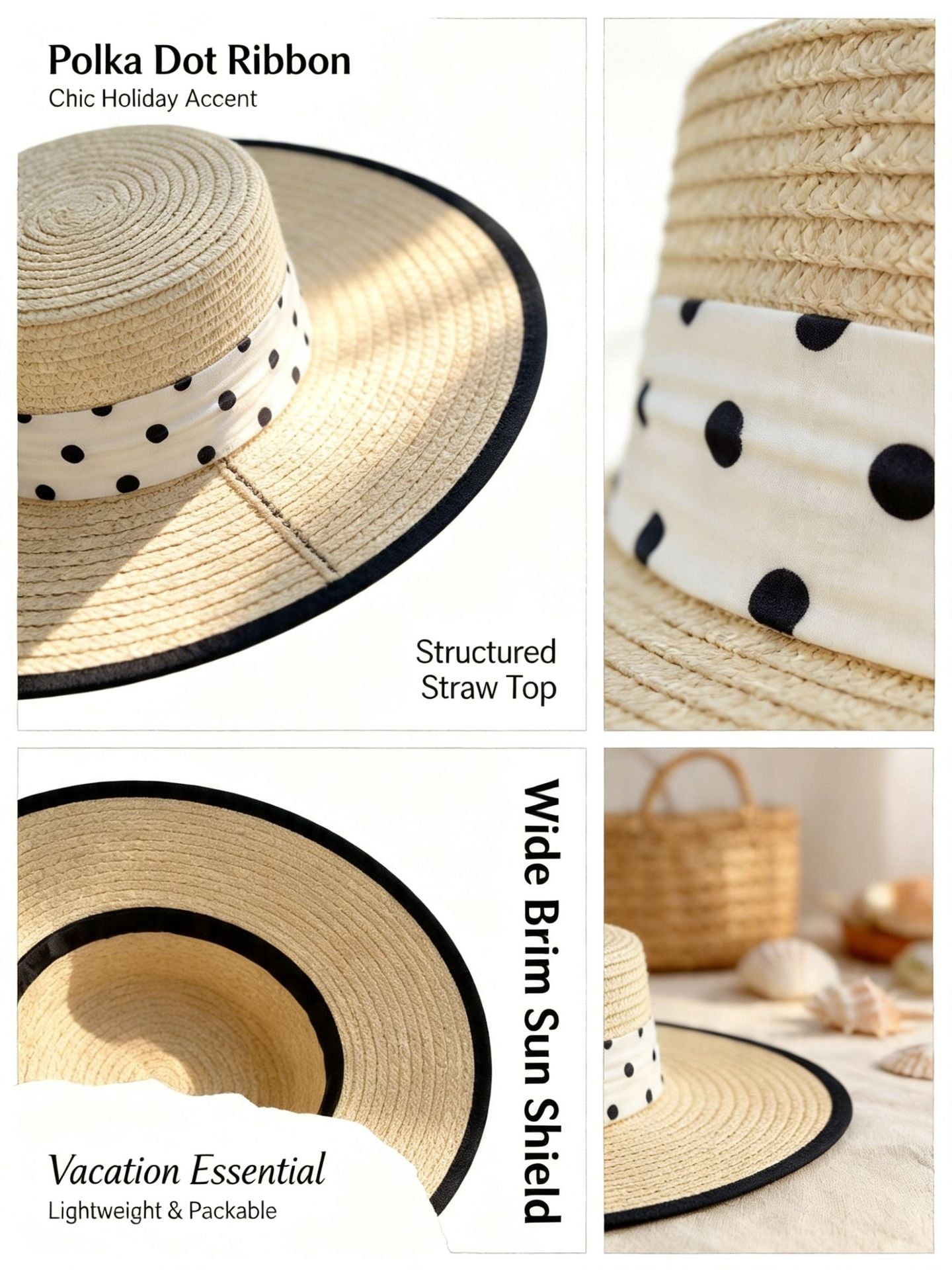 British Polka Dot Boater Hat for Women