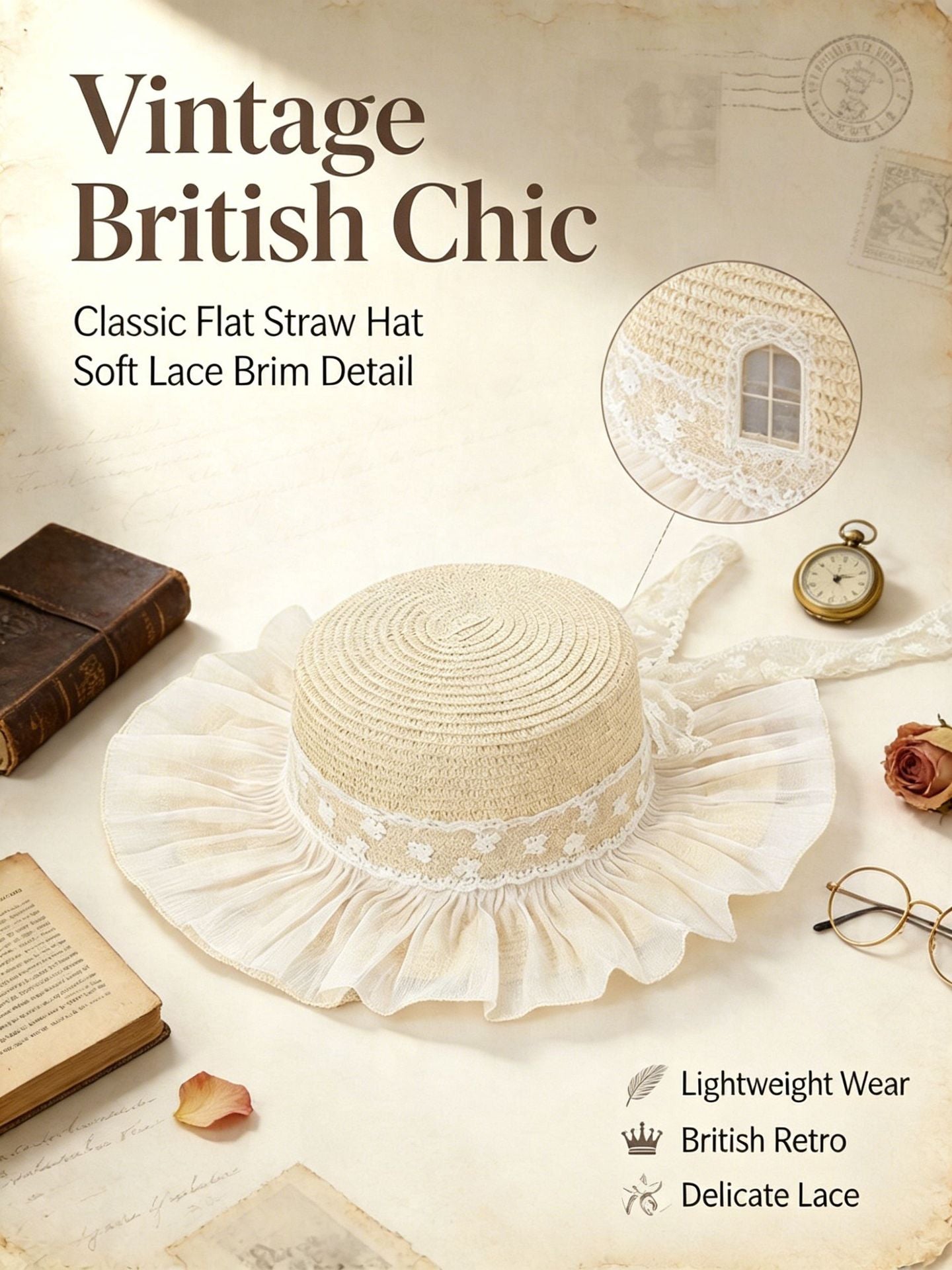 Lolita Lace Flat Top Hat for Tea Party & Costume
