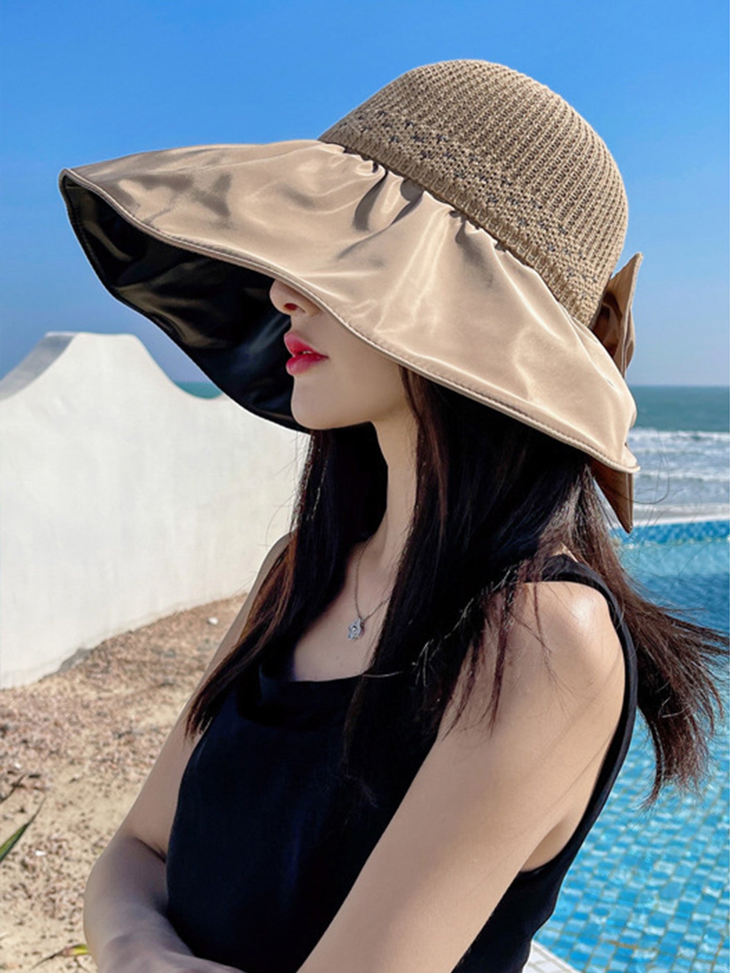 Women's UPF 50+ Sun Hat with Black Silver Coating