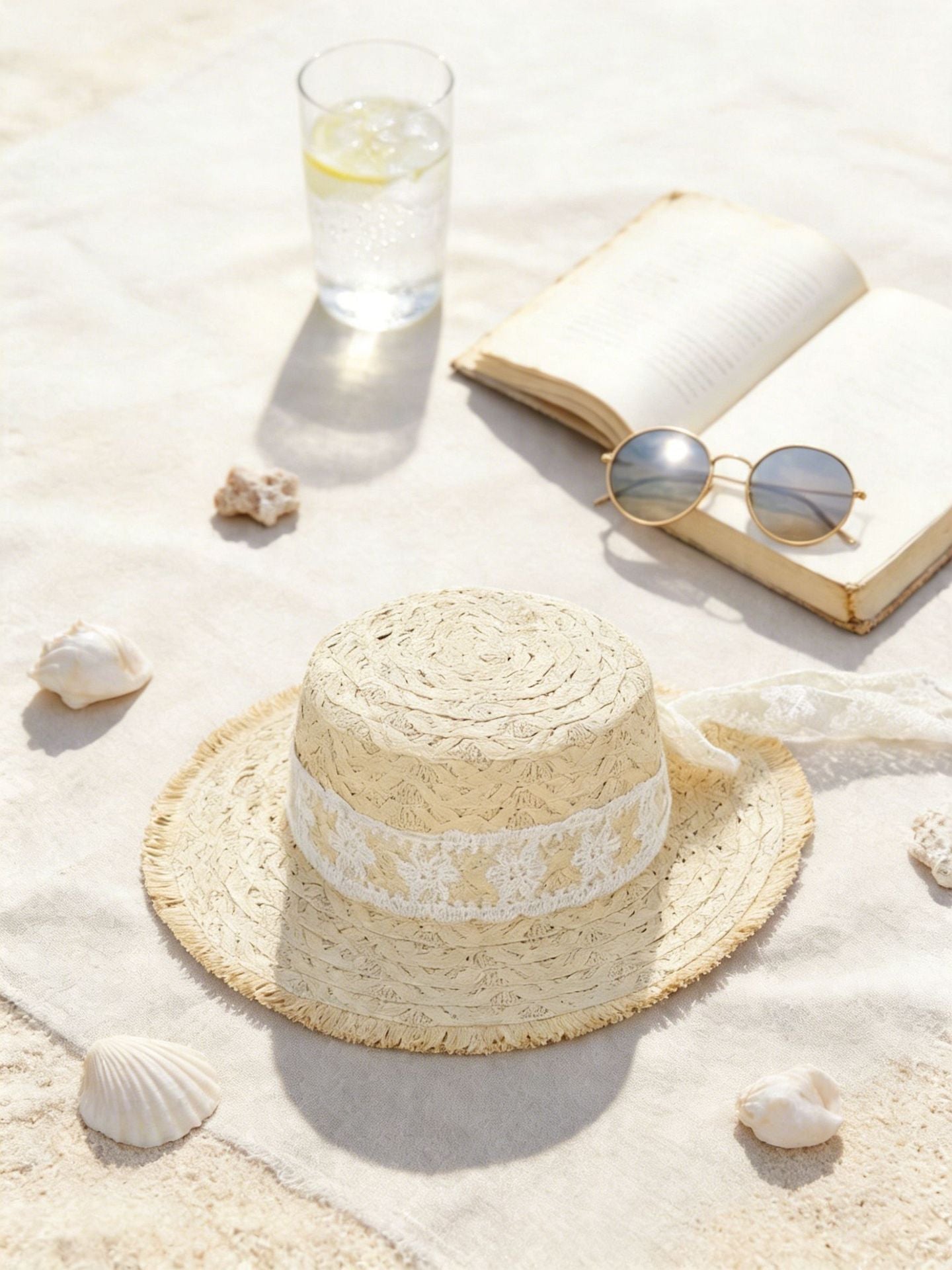 French Wide Brim Straw Hat for Women with Oversized Bow
