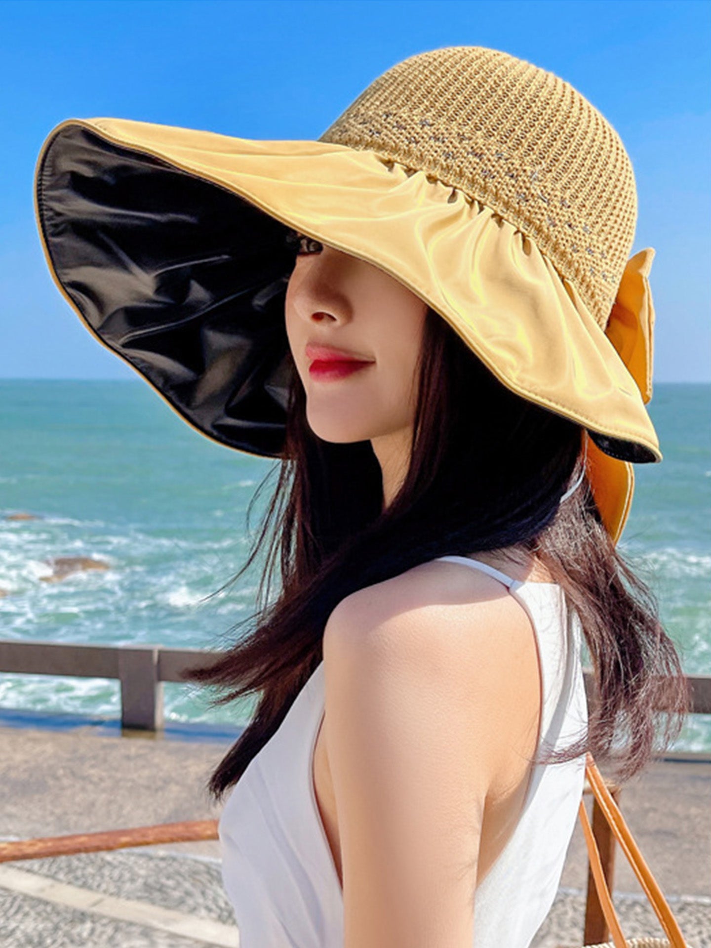 Women's UPF 50+ Sun Hat with Black Silver Coating