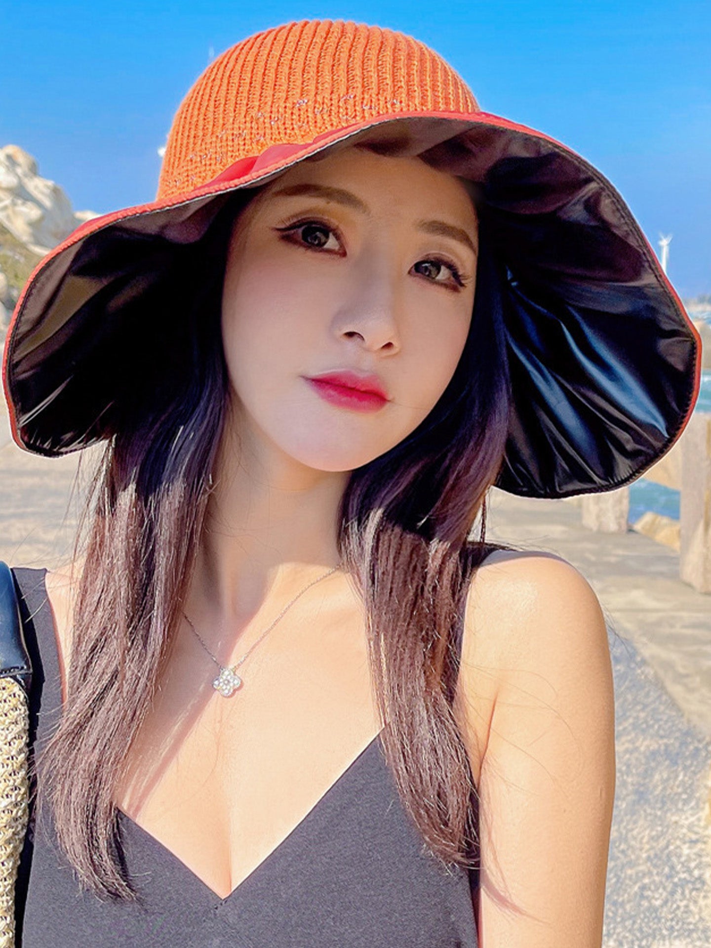 Women's UPF 50+ Sun Hat with Black Silver Coating