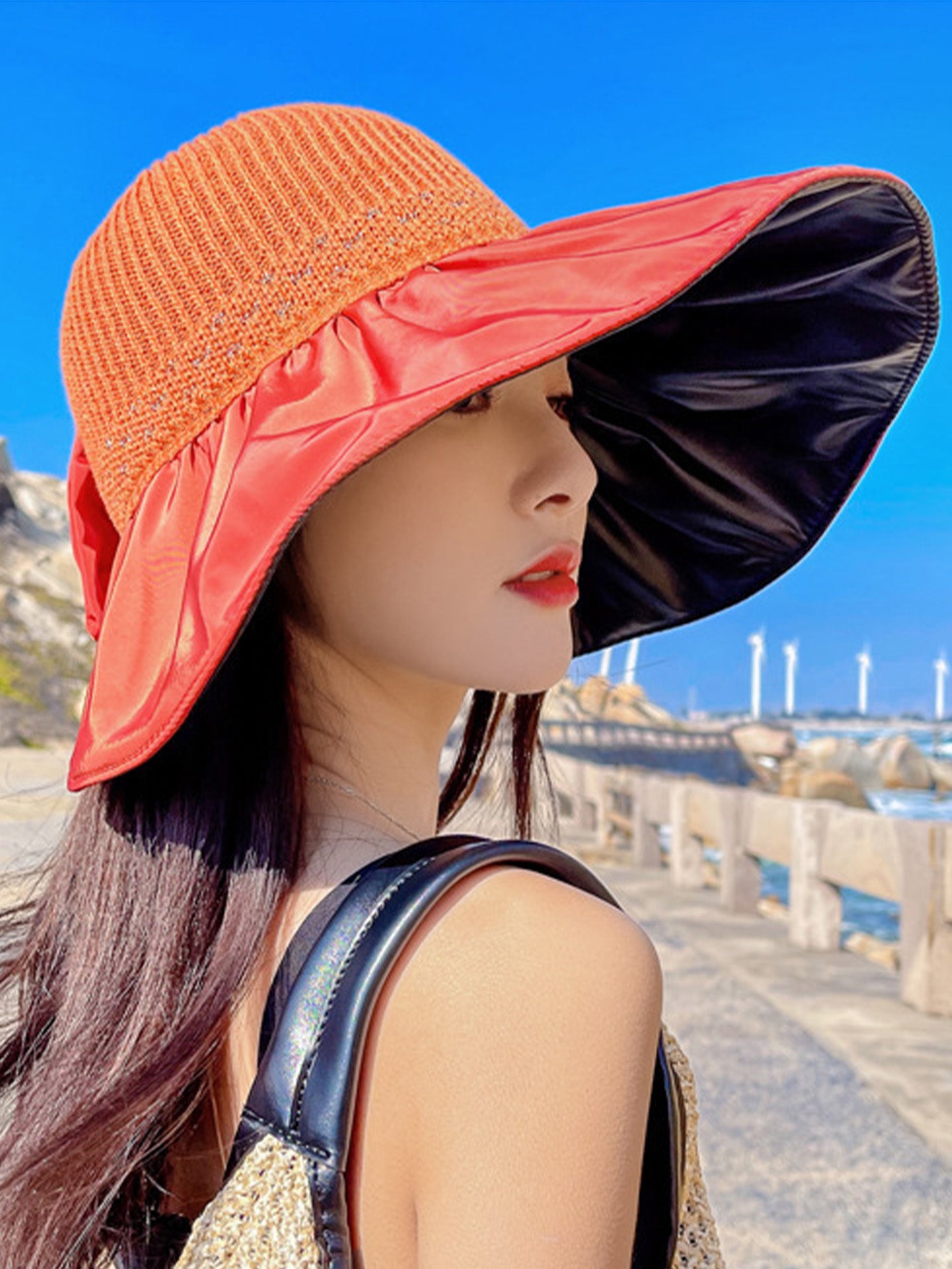 Women's UPF 50+ Sun Hat with Black Silver Coating