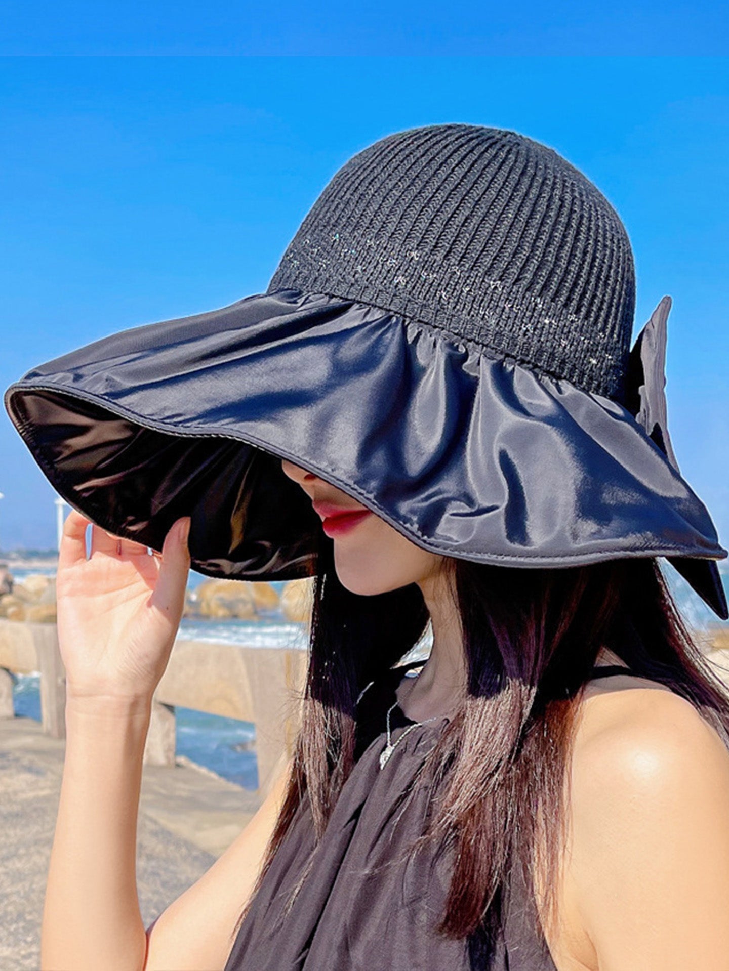 Women's UPF 50+ Sun Hat with Black Silver Coating