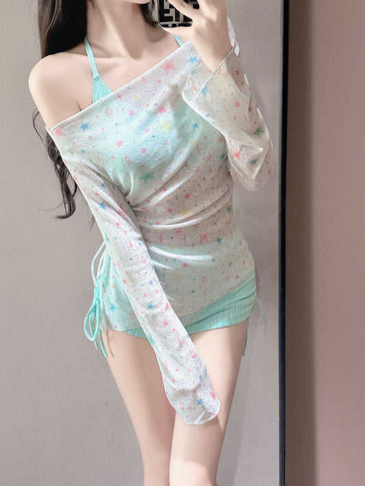 Women's Star Print Rash Guard 3-Piece Set