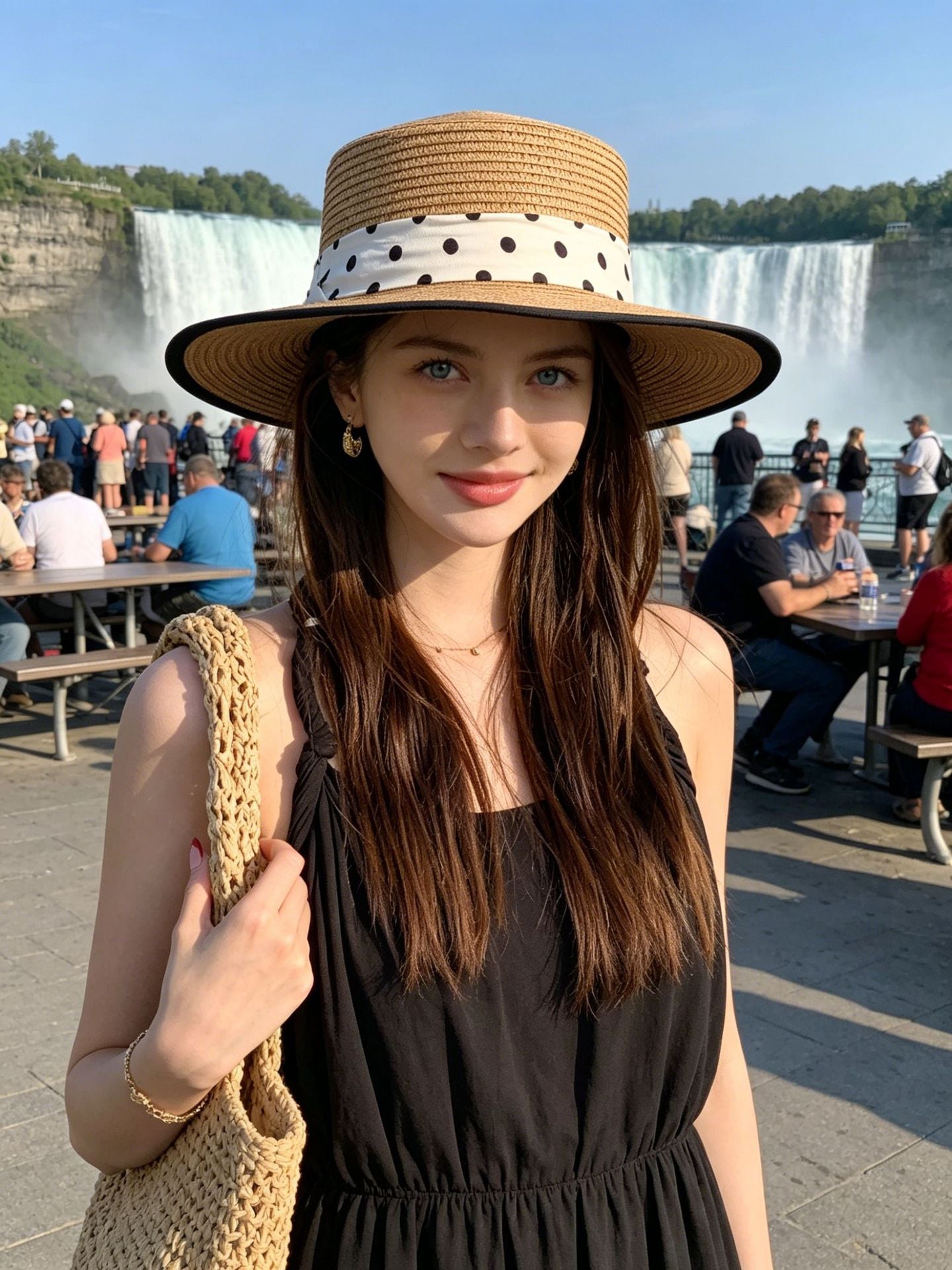 British Polka Dot Boater Hat for Women