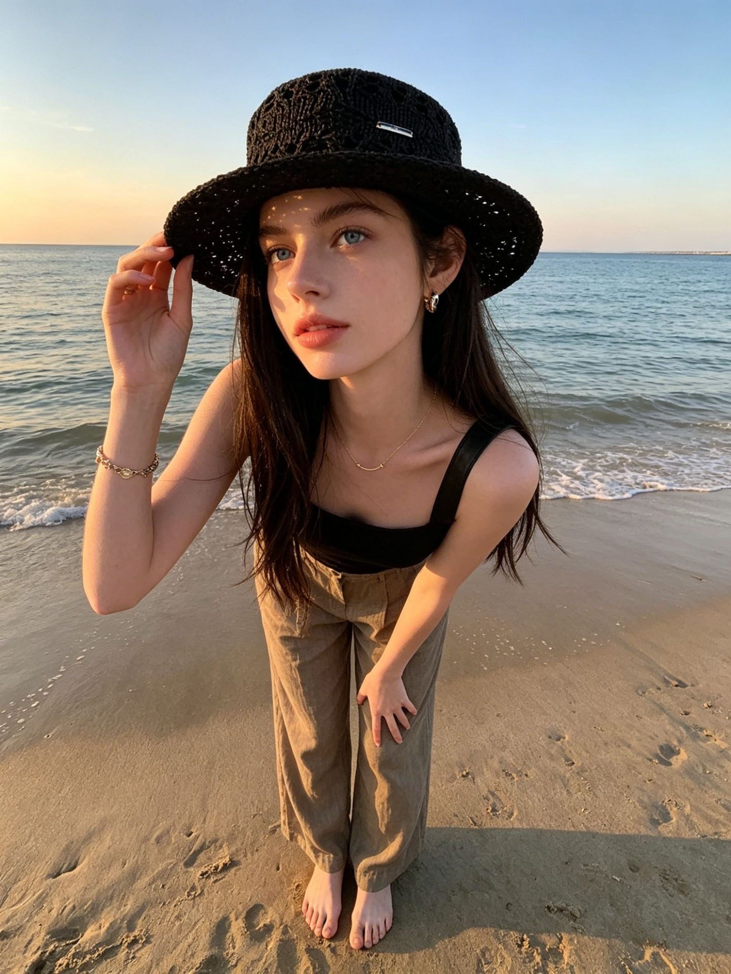 Women's Crochet Hollow Out Boater Hat