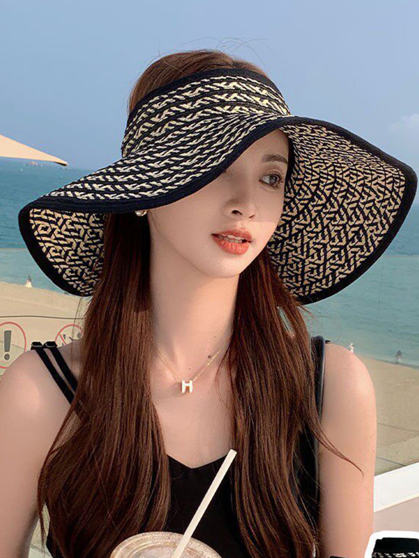 Women's Wide Brim Empty Top Sun Visor Hat