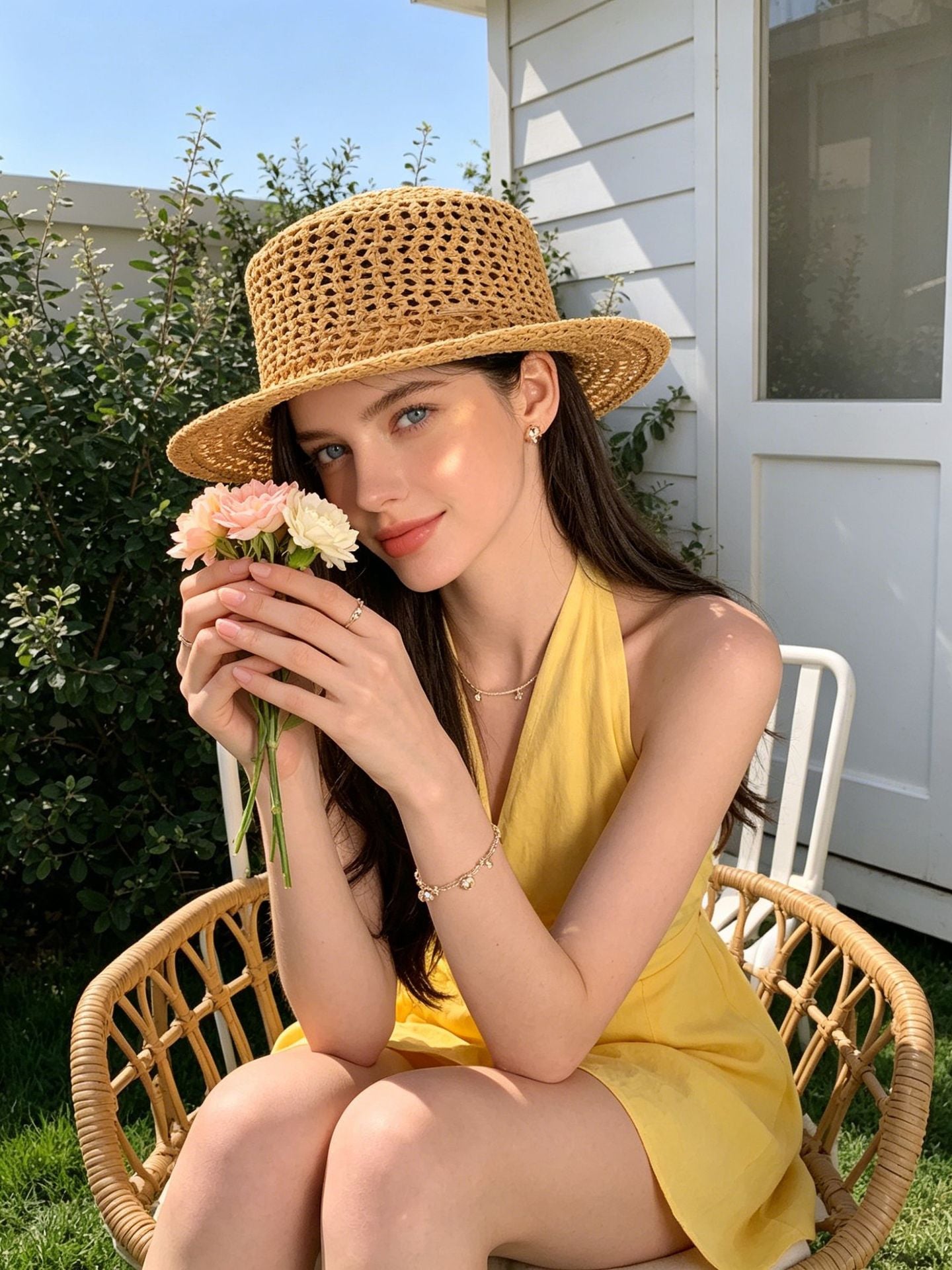 Women's Crochet Bucket Sun Hat for Summer Cooling & Beach
