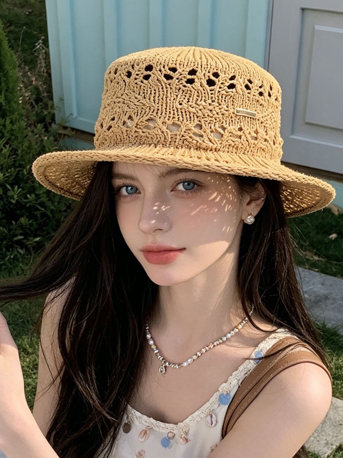 Women's Crochet Hollow Out Boater Hat