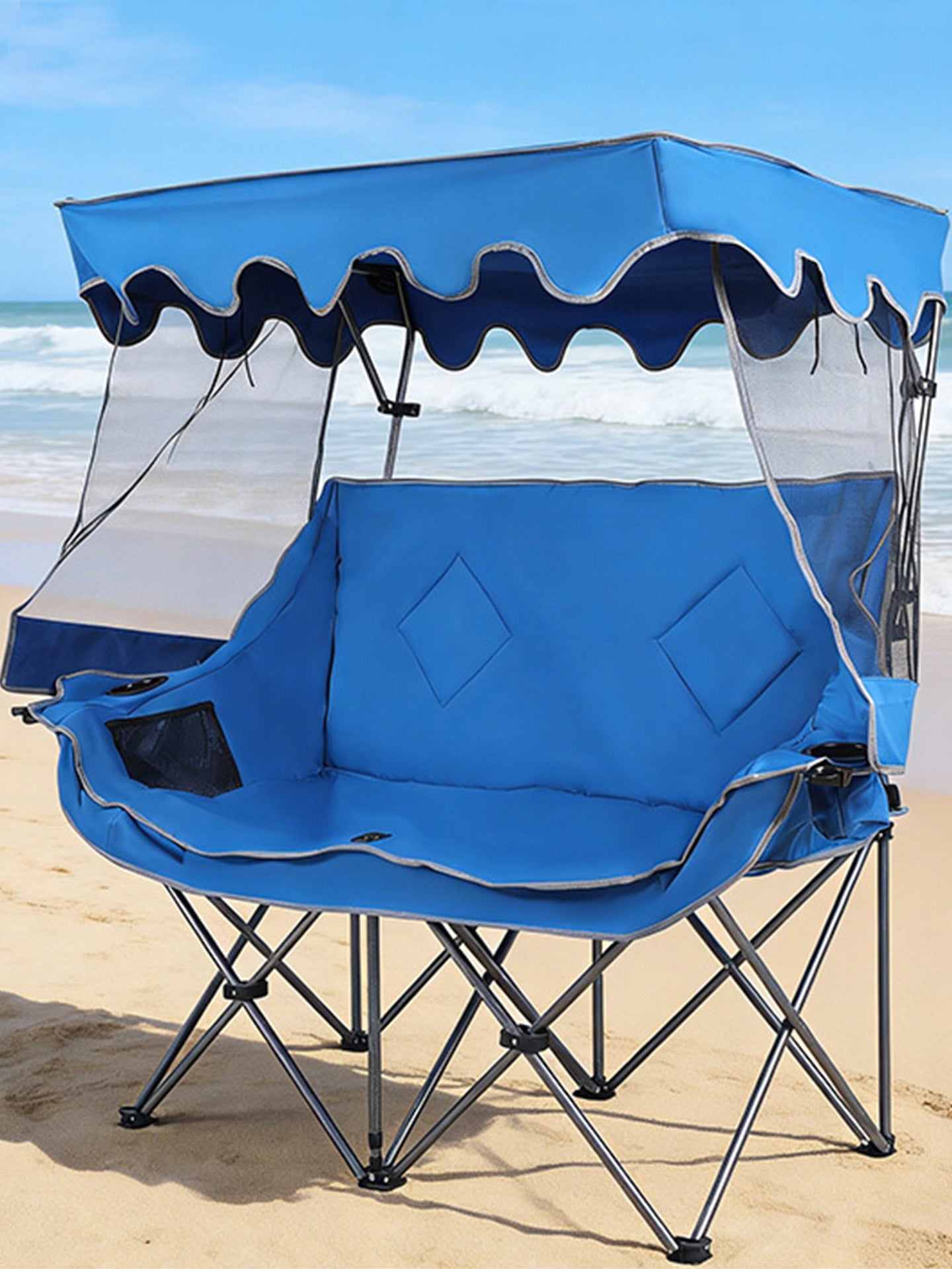 Double Camping Chair with Detachable Canopy