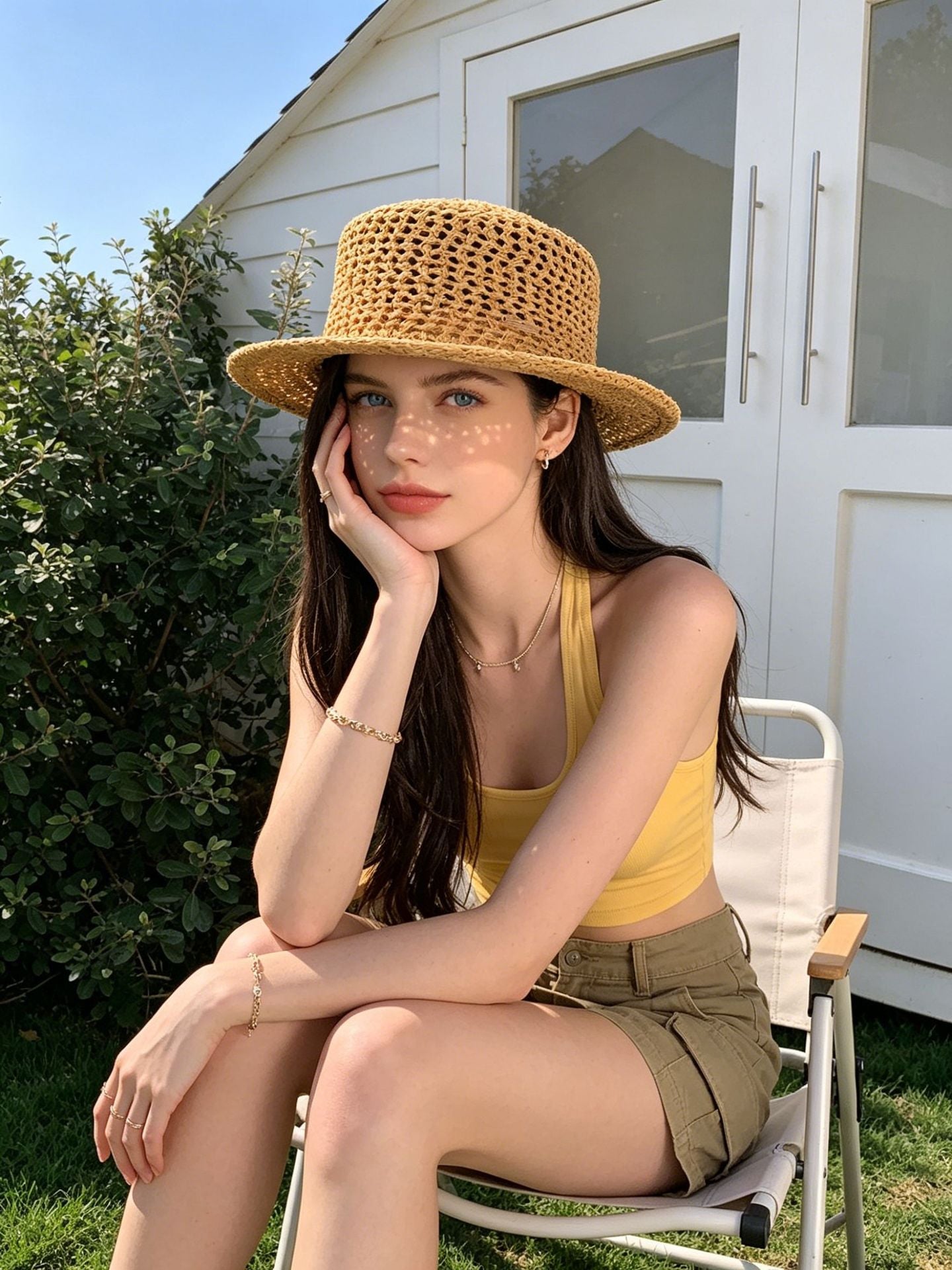 Women's Crochet Bucket Sun Hat for Summer Cooling & Beach