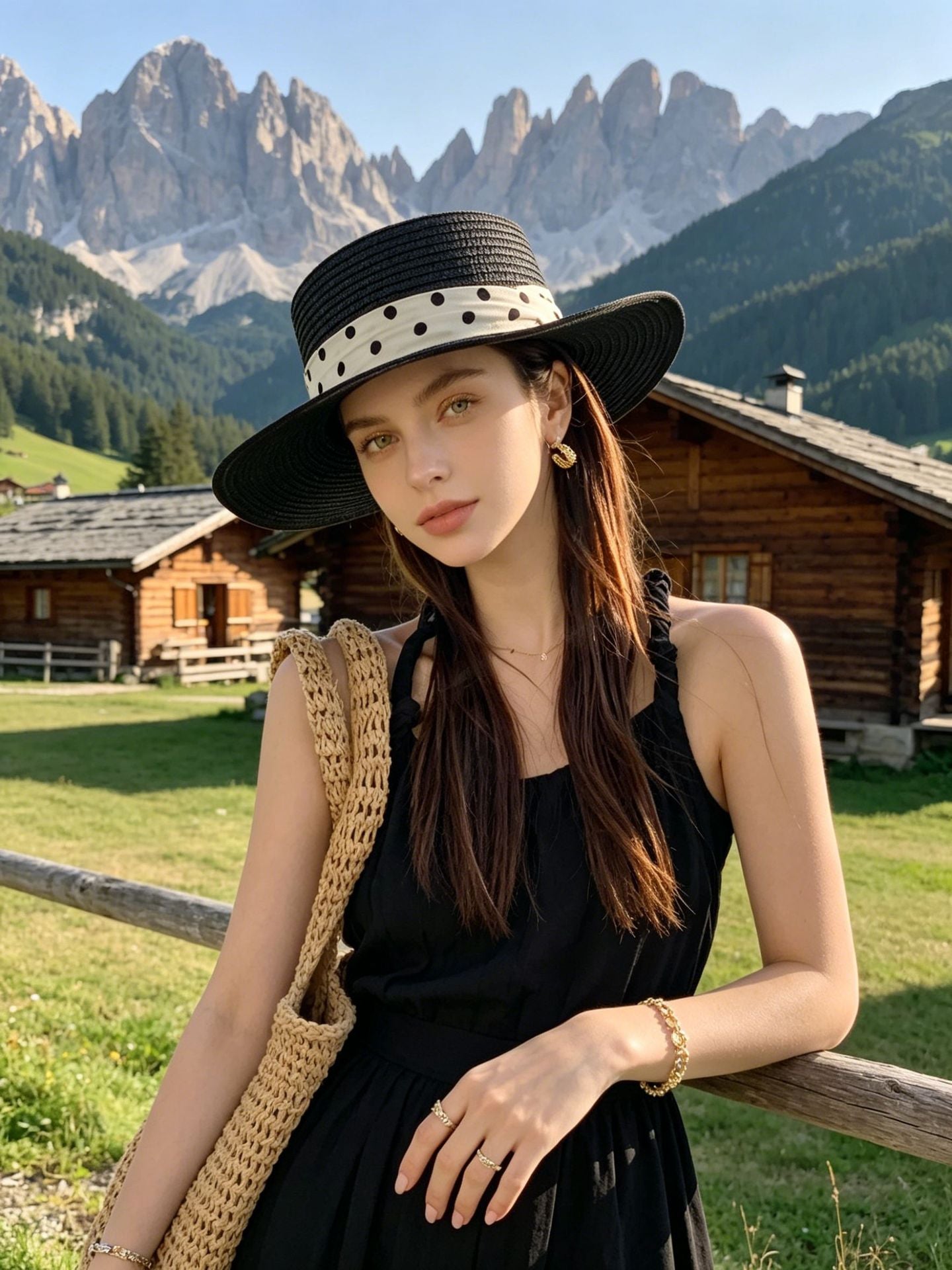 British Polka Dot Boater Hat for Women
