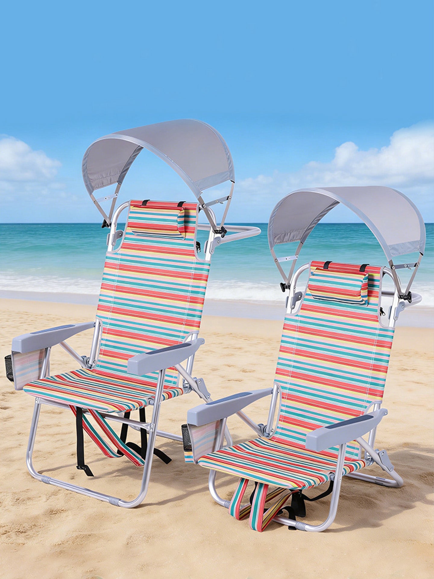 Portable Folding Camping Chair with Sun Shade