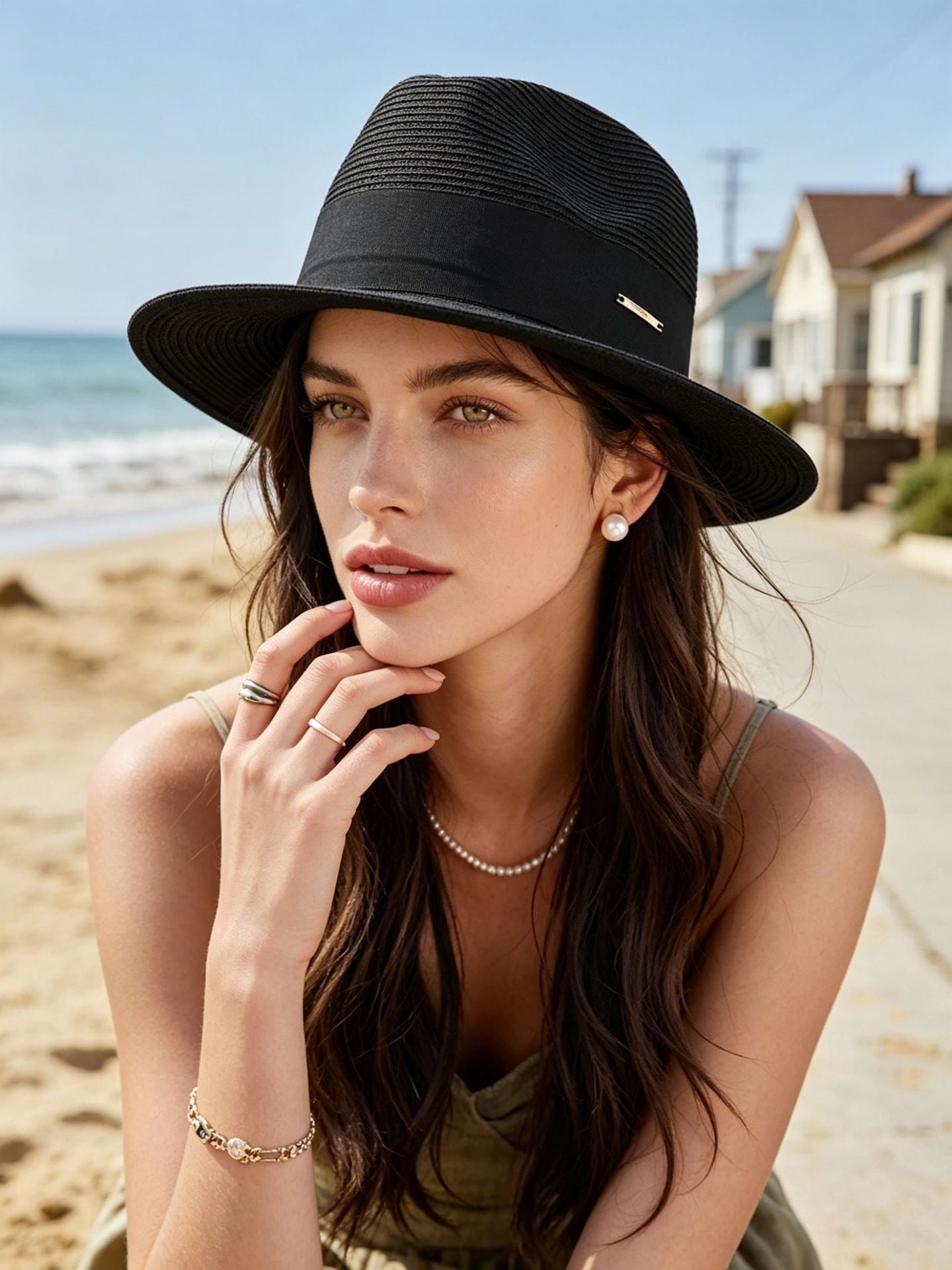 Women's Wide Brim Fedora Sun Hat
