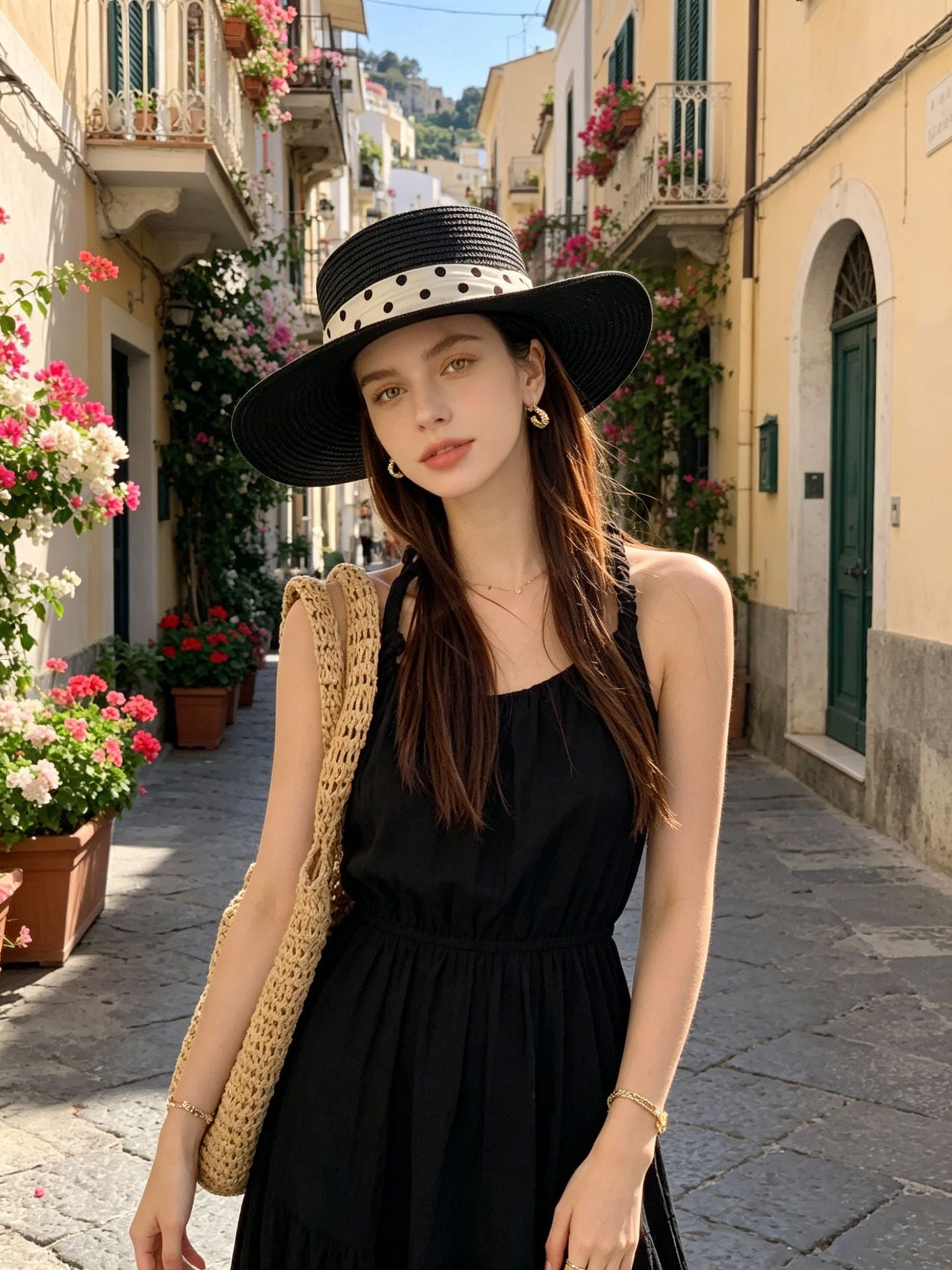 British Polka Dot Boater Hat for Women
