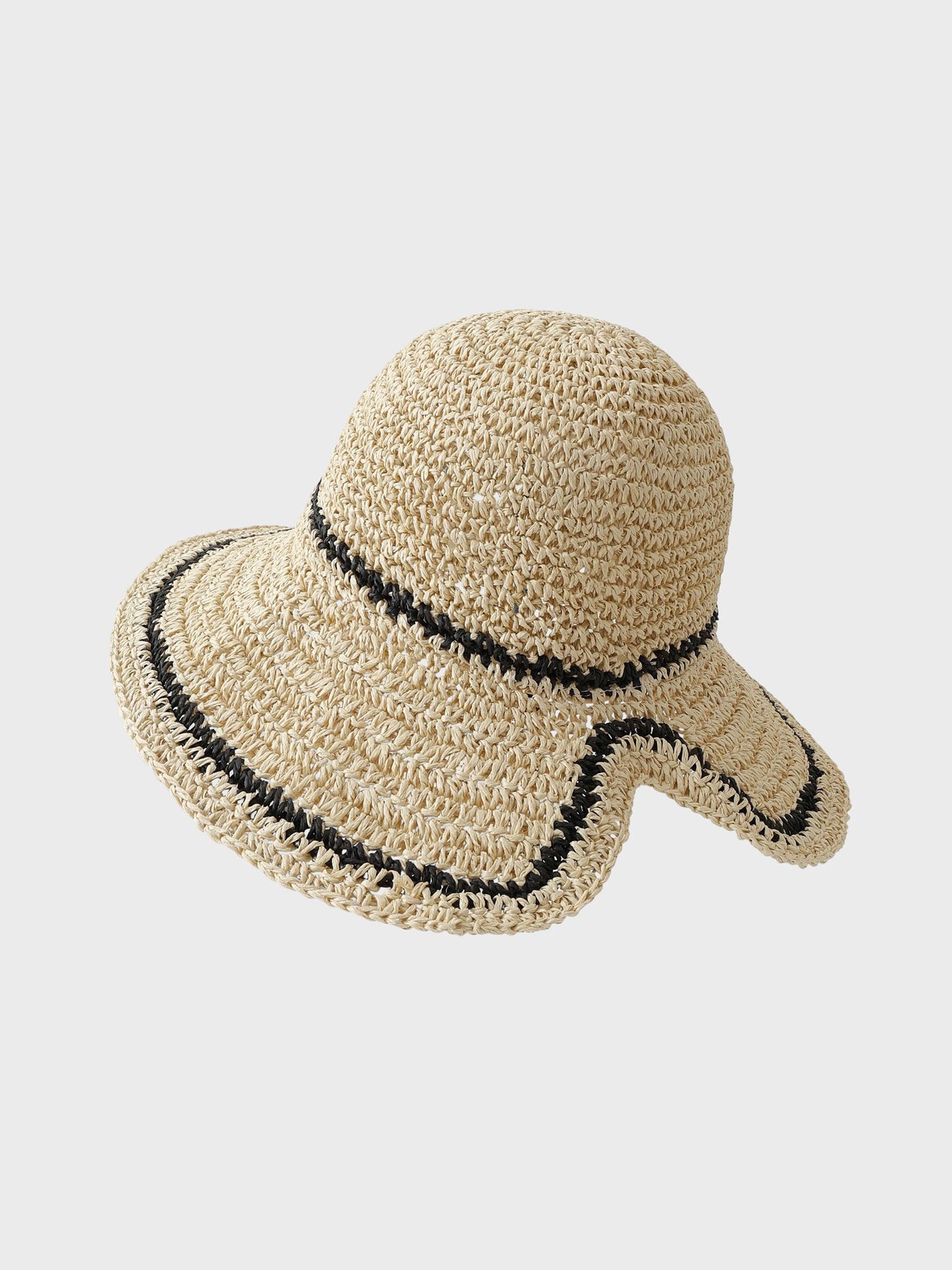 Women's Straw Knit Bucket Hat Breathable Crochet Fisherman Sun Hat