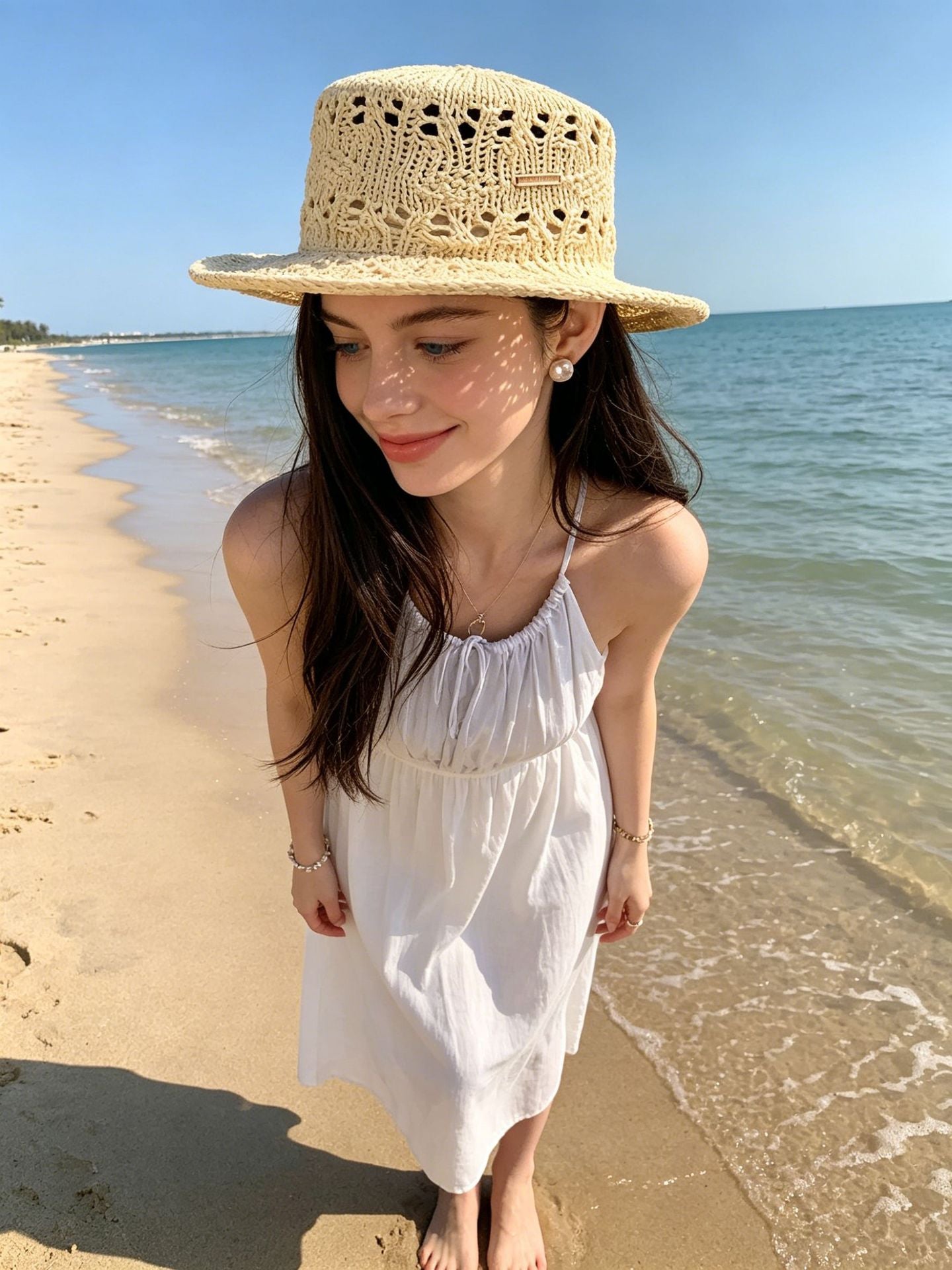 Women's Crochet Hollow Out Boater Hat