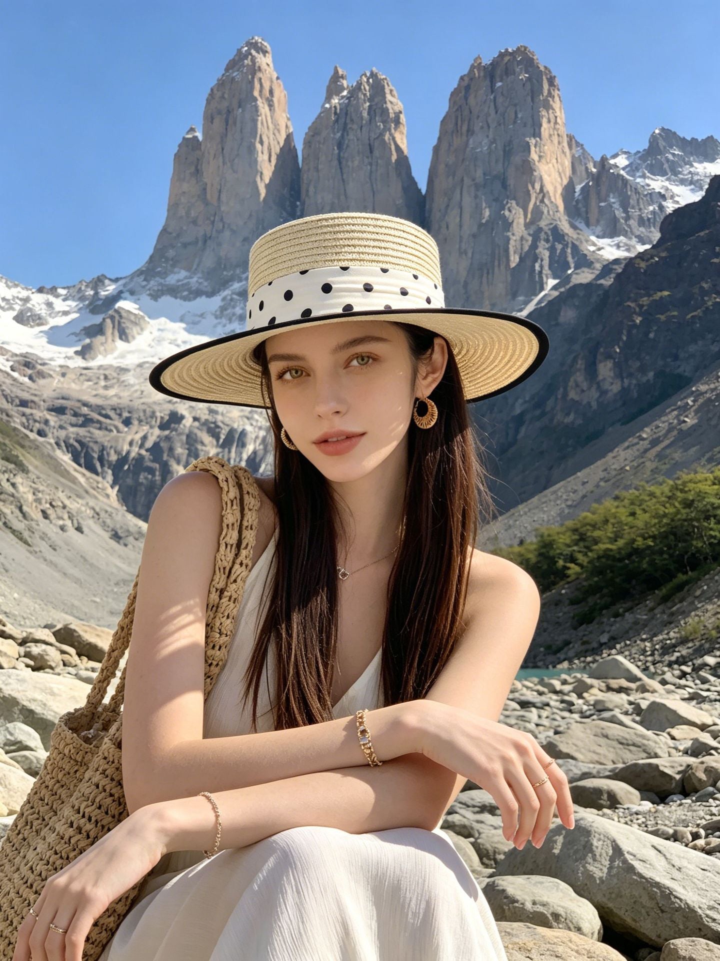 British Polka Dot Boater Hat for Women