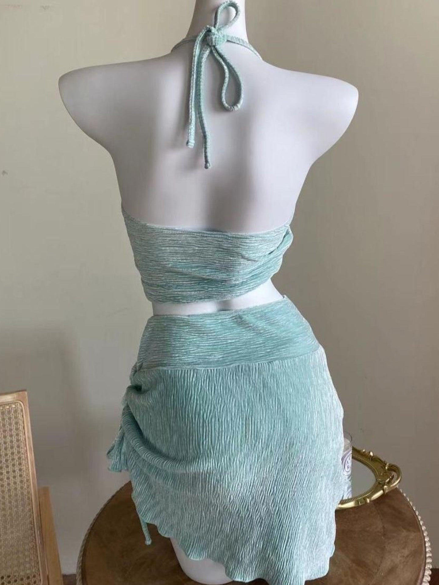 Women's Velvet Solid Color 3-Piece Bikini Set