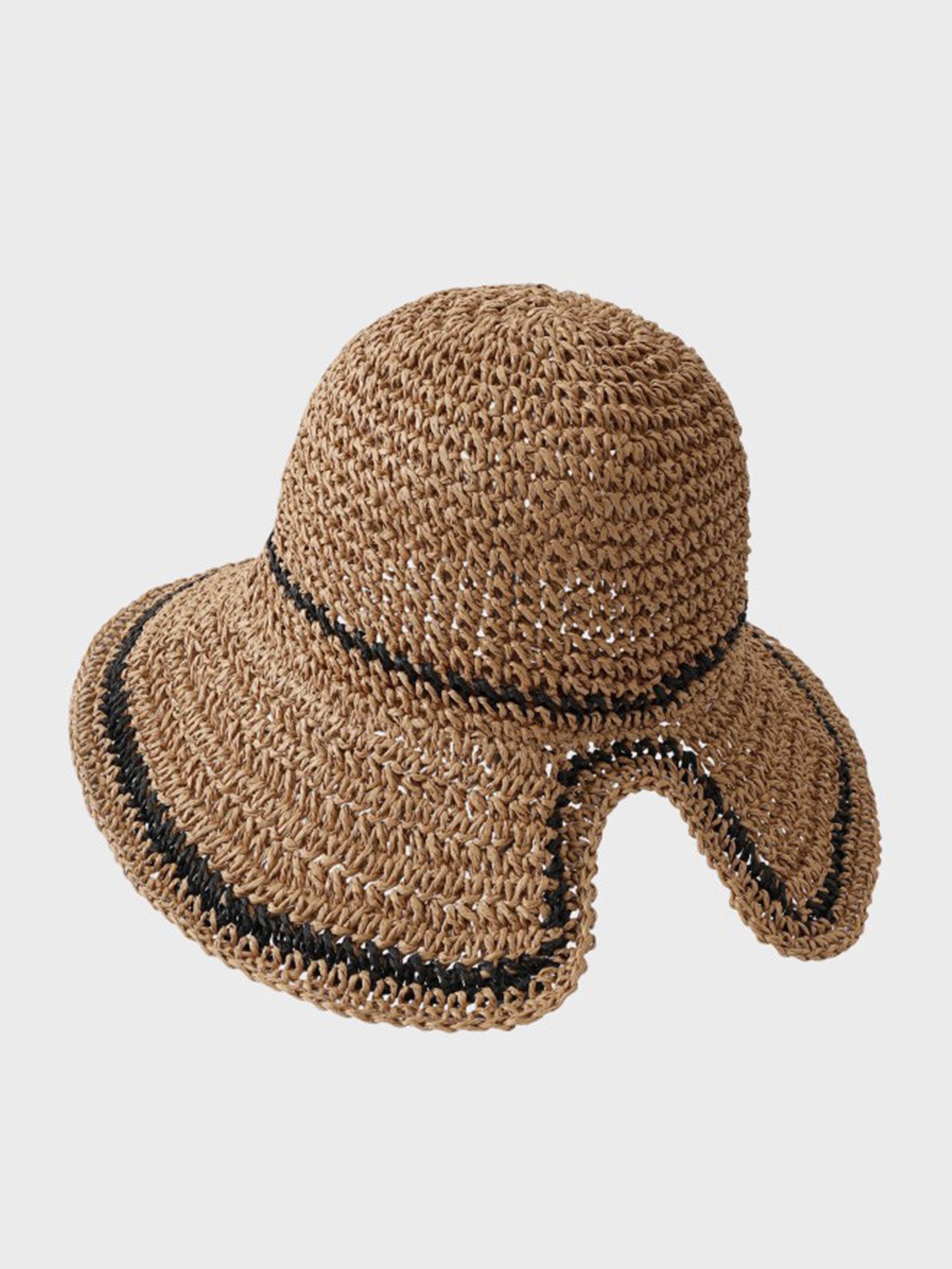 Women's Straw Knit Bucket Hat Breathable Crochet Fisherman Sun Hat