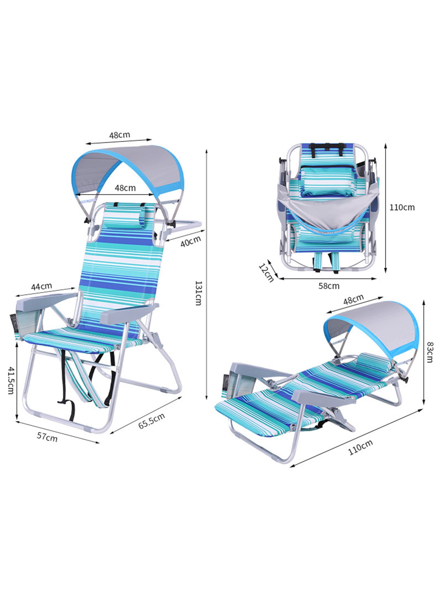 Portable Folding Camping Chair with Sun Shade