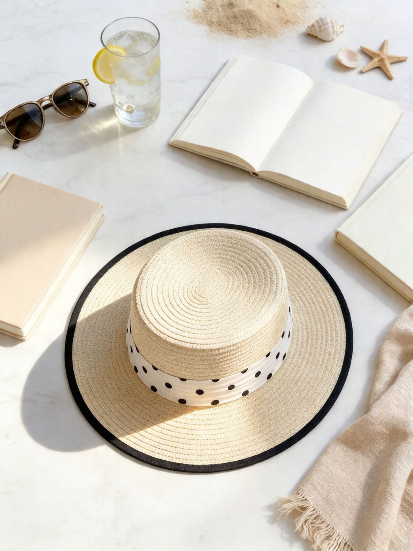 British Polka Dot Boater Hat for Women