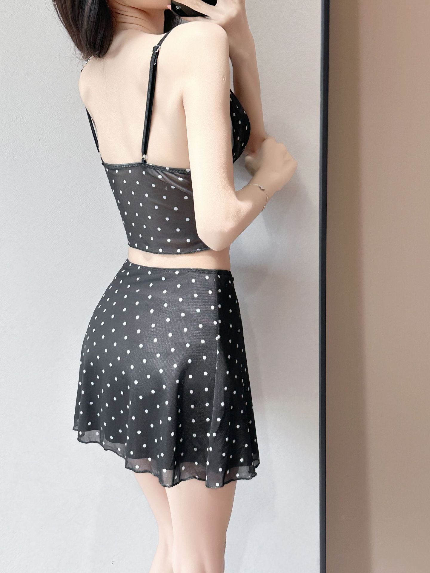 Vintage Spaghett Retro Polka Dot 3-Piece Swimsuit