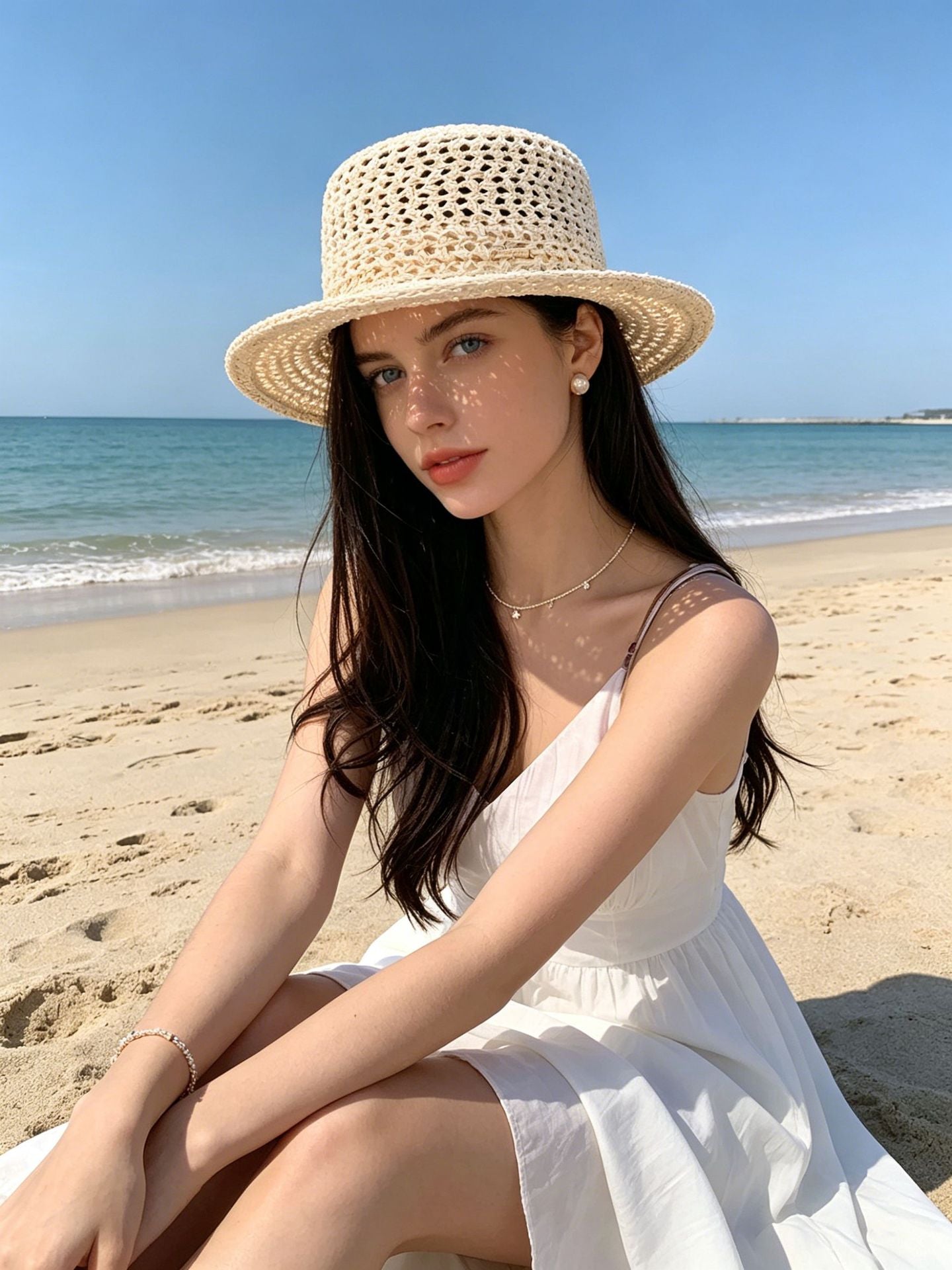 Women's Crochet Bucket Sun Hat for Summer Cooling & Beach