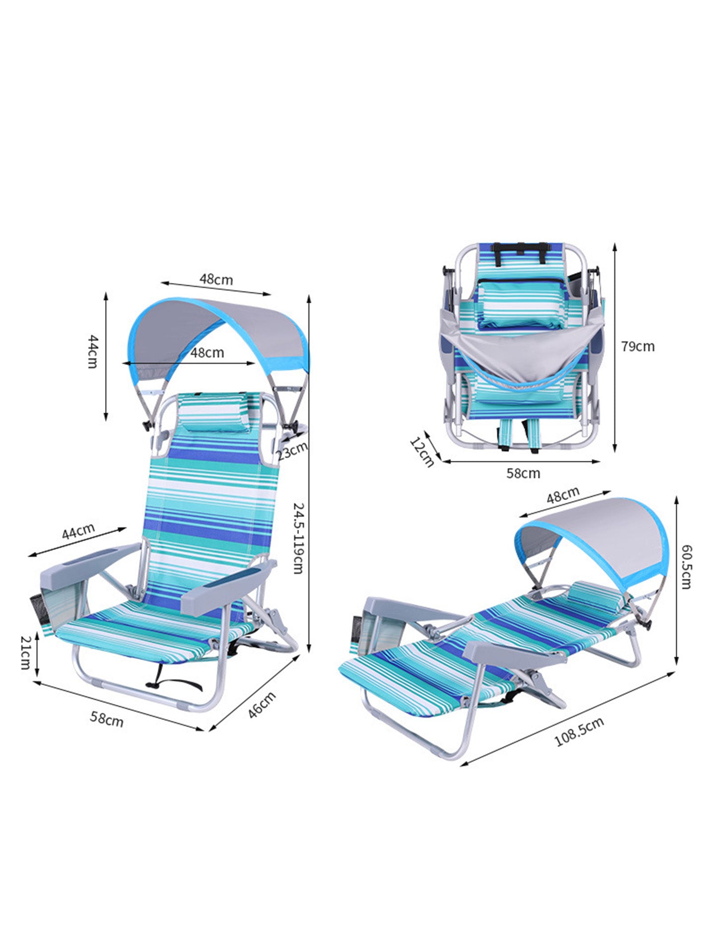 Portable Folding Camping Chair with Sun Shade