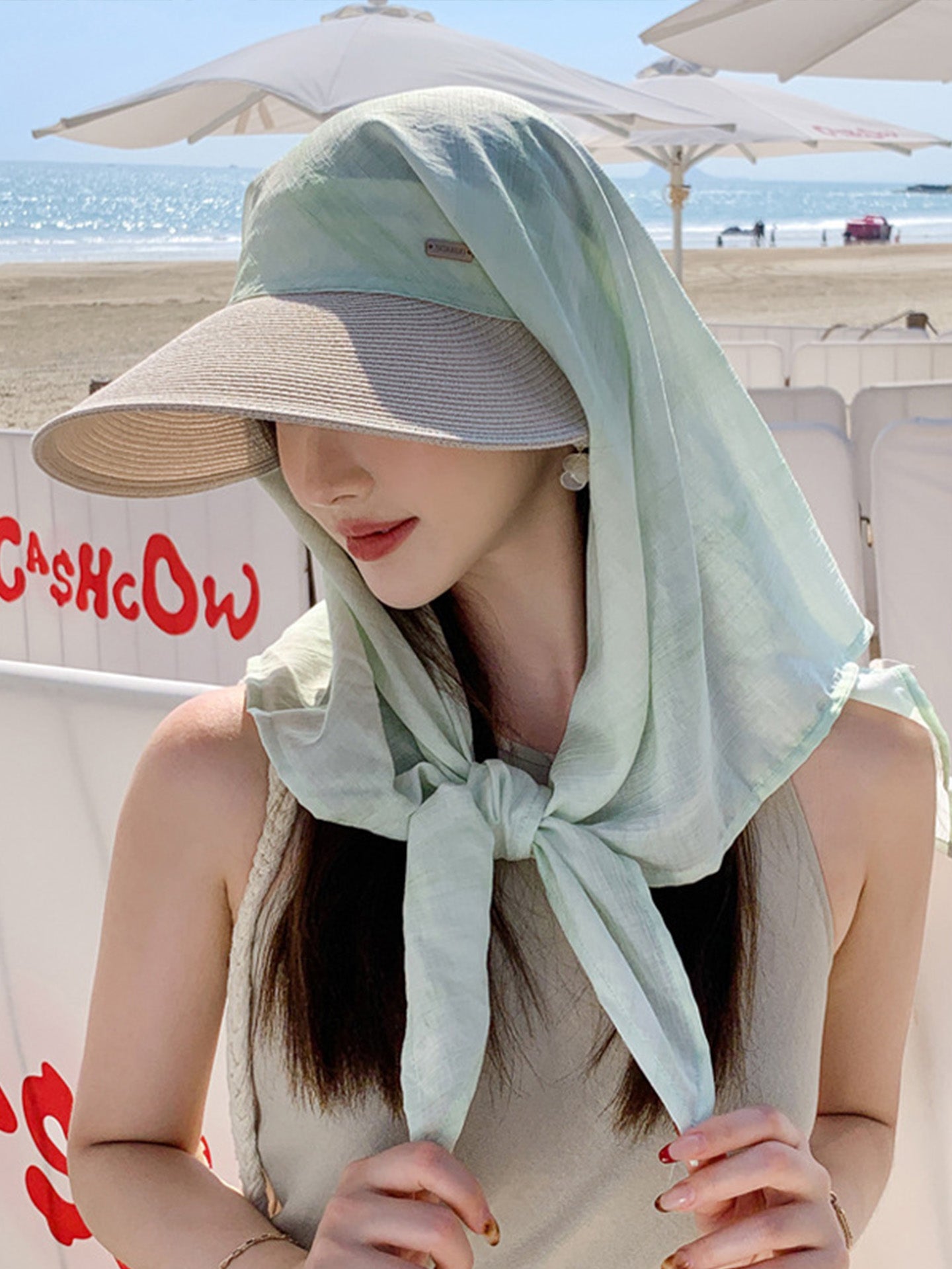 UPF 50+ Face Shield Hat with Neck Flap