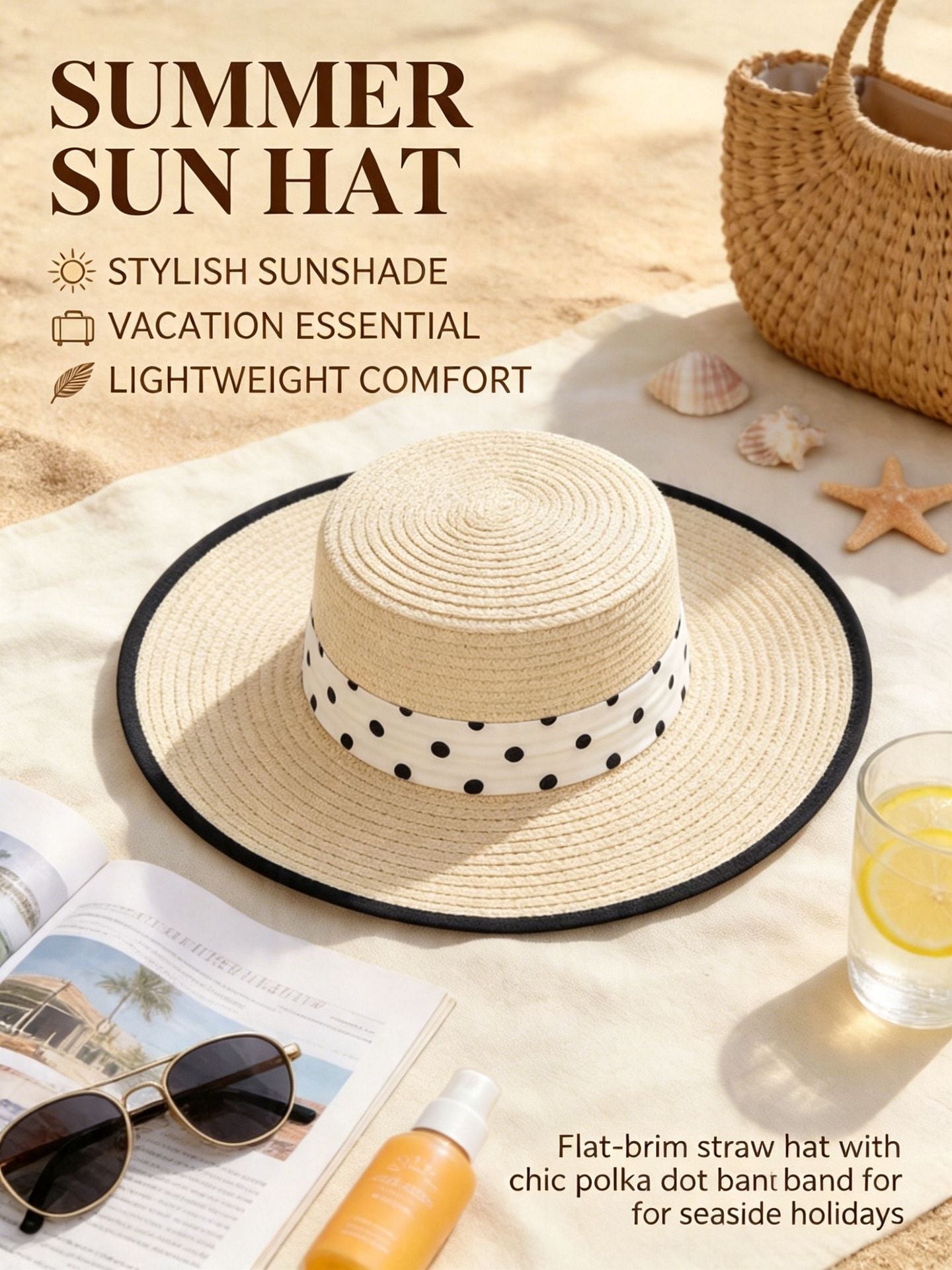 British Polka Dot Boater Hat for Women