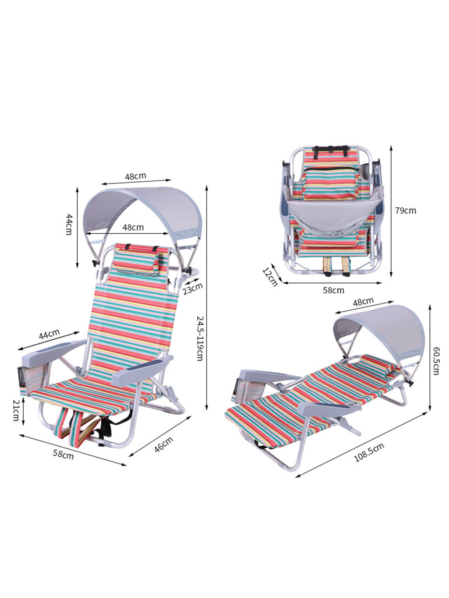 Portable Folding Camping Chair with Sun Shade