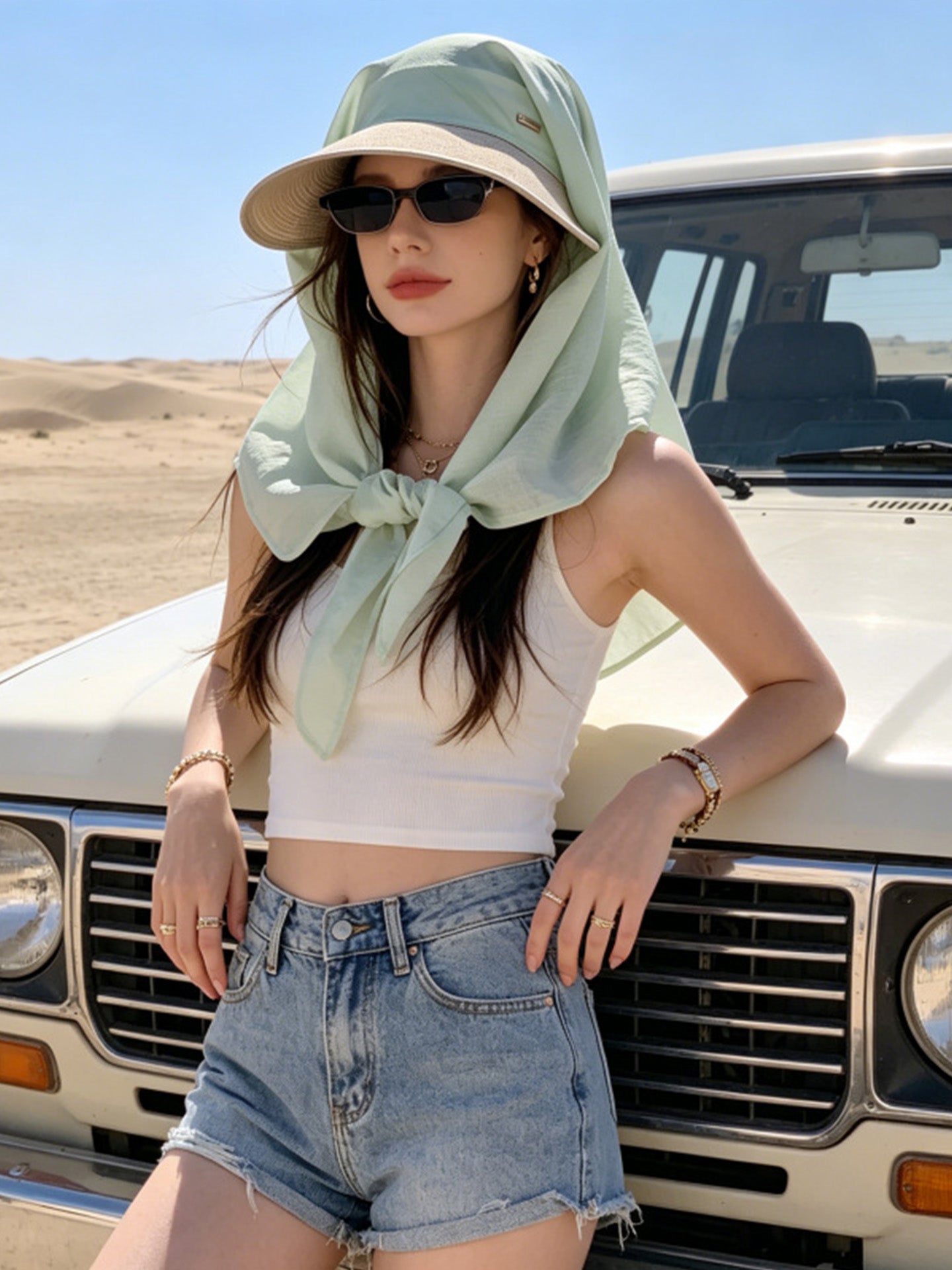 UPF 50+ Face Shield Hat with Neck Flap