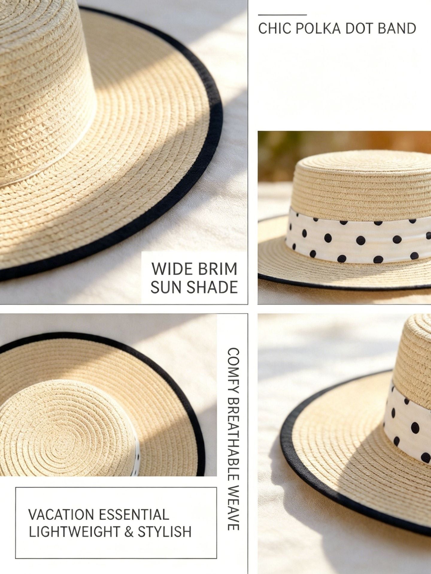 British Polka Dot Boater Hat for Women